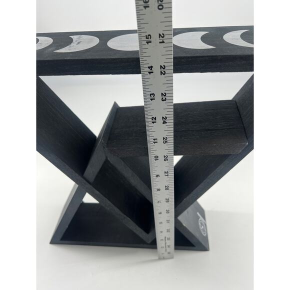 Black Shelved Triangle Star Multi Level Boho Moon Whimsy Goth Wood Home Decor - Picture 9 of 15